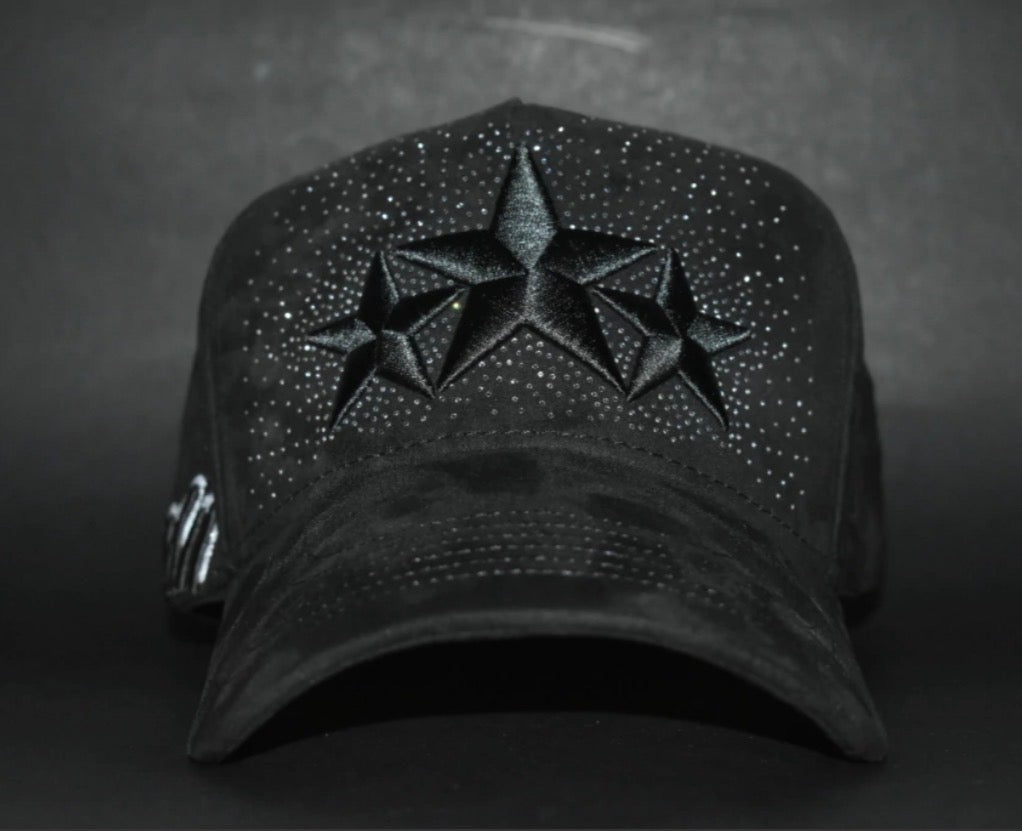 MOMM Hats Black Rhinestone Triple Star G5 Quality